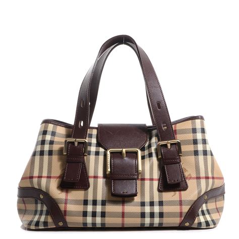 burberry haymarket check boston satchel handbag|BURBERRY Haymarket Check Buckle Satchel Chocolate.